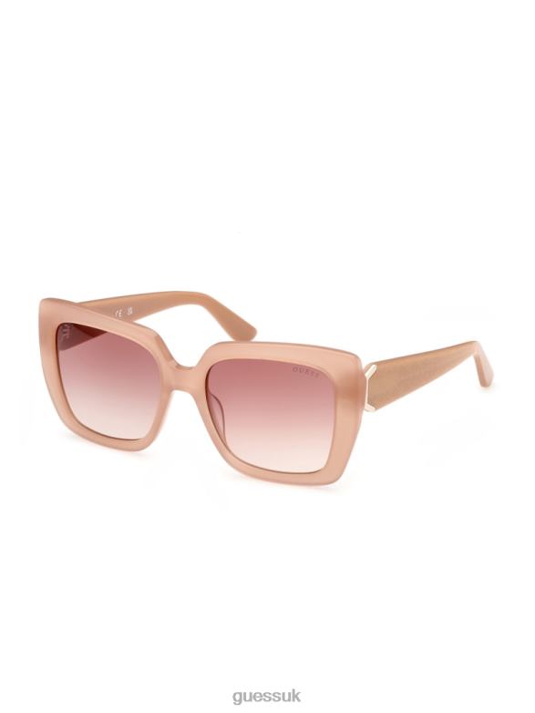 GUESS Women Square Logo Print Plastic Sunglasses Blush Accessory V28V63657