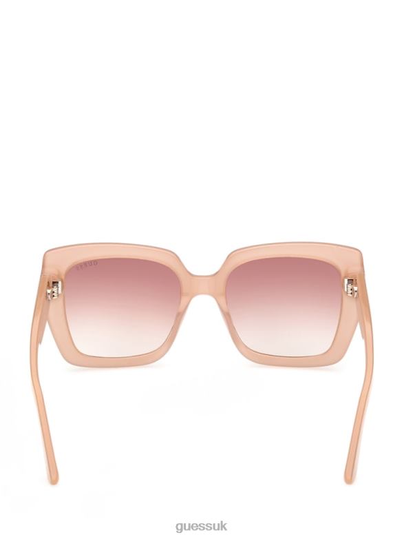 GUESS Women Square Logo Print Plastic Sunglasses Blush Accessory V28V63657