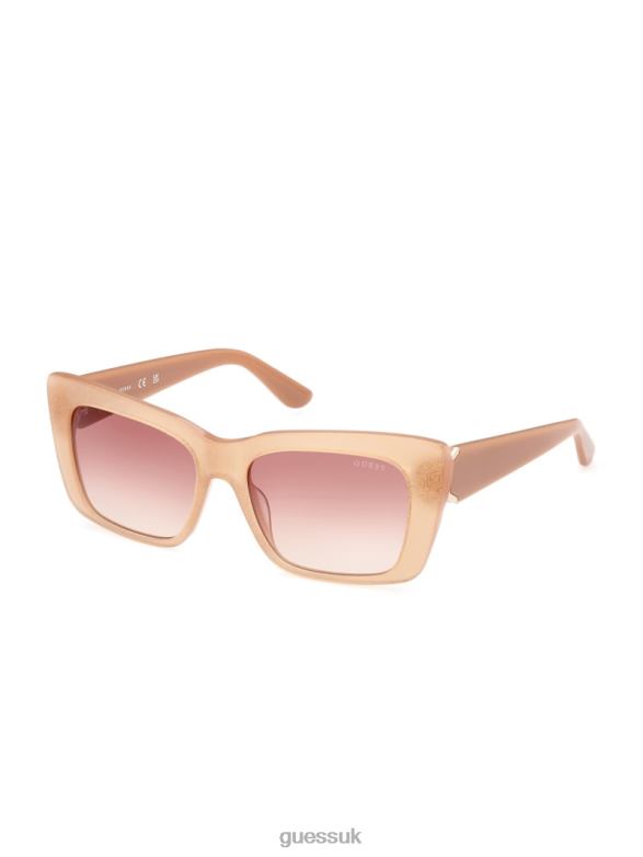 GUESS Women Square Logo Print Plastic Sunglasses Blush Accessory V28V63684