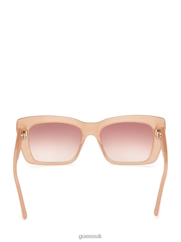 GUESS Women Square Logo Print Plastic Sunglasses Blush Accessory V28V63684