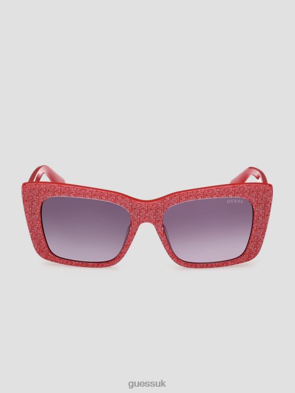 GUESS Women Square Logo Print Plastic Sunglasses Red Accessory V28V63767