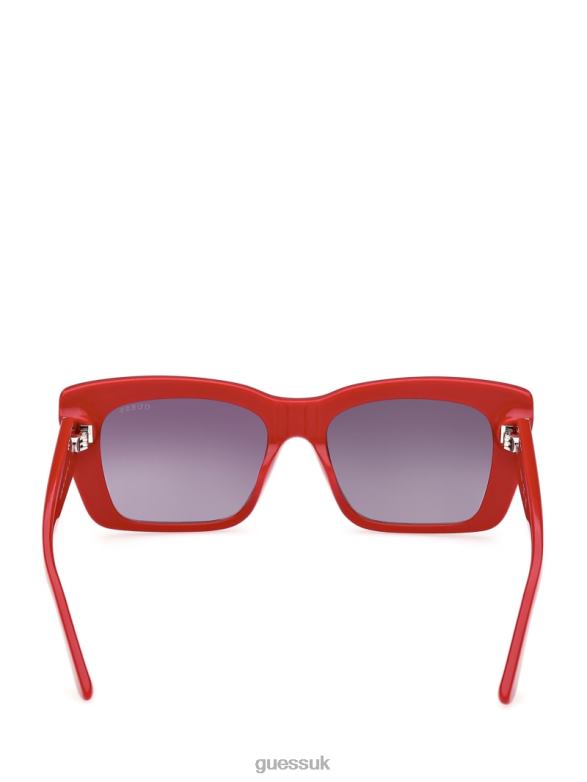 GUESS Women Square Logo Print Plastic Sunglasses Red Accessory V28V63767