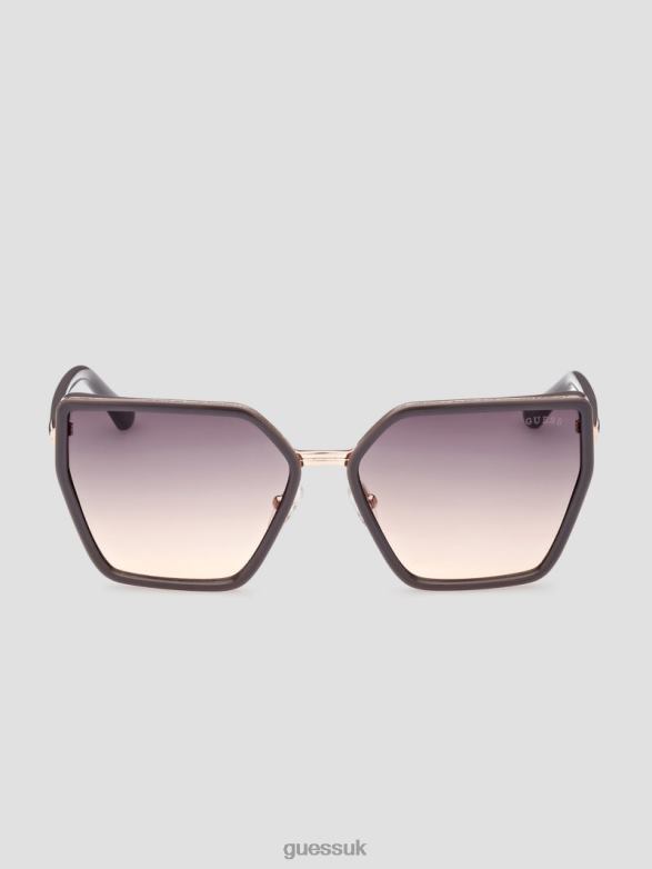 GUESS Women Square Metal and Enamel Sunglasses Grey Accessory V28V63669