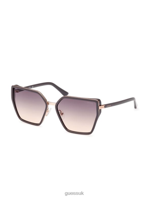 GUESS Women Square Metal and Enamel Sunglasses Grey Accessory V28V63669