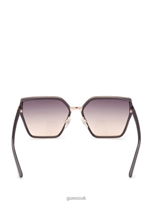 GUESS Women Square Metal and Enamel Sunglasses Grey Accessory V28V63669