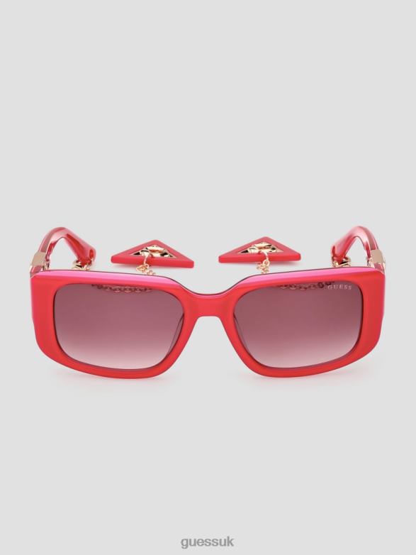 GUESS Women Square Plastic Sunglasses with Keychain Pink Accessory V28V63713