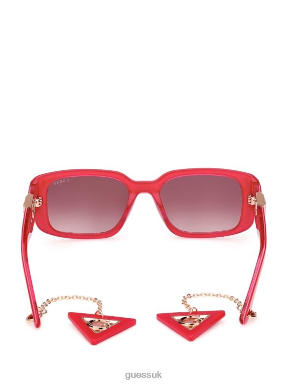 GUESS Women Square Plastic Sunglasses with Keychain Pink Accessory V28V63713