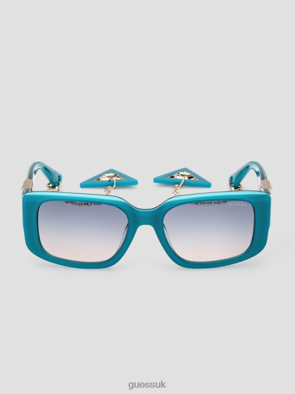 GUESS Women Square Plastic Sunglasses with Keychain Pop Accessory V28V63699