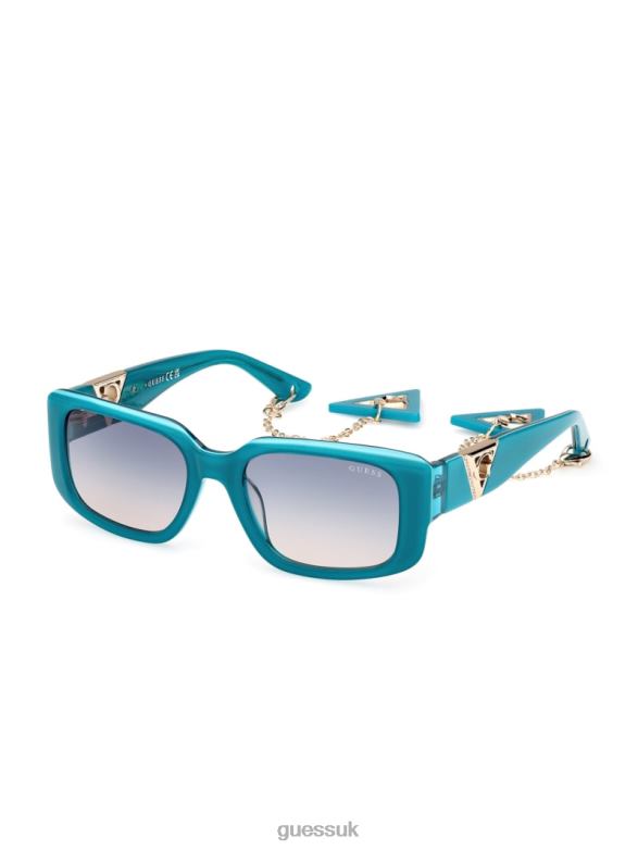 GUESS Women Square Plastic Sunglasses with Keychain Pop Accessory V28V63699