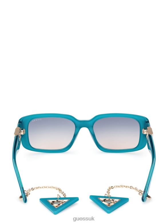 GUESS Women Square Plastic Sunglasses with Keychain Pop Accessory V28V63699