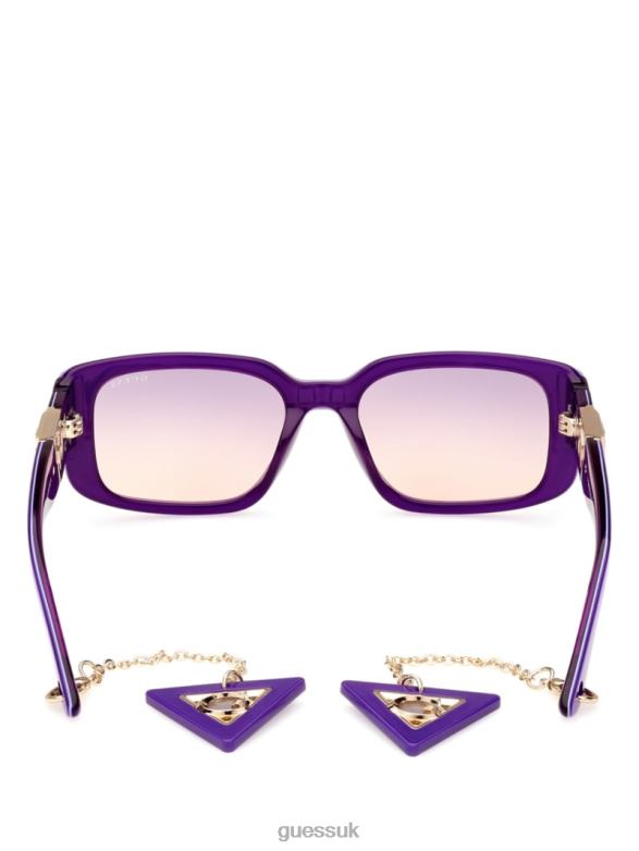 GUESS Women Square Plastic Sunglasses with Keychain Purple Accessory V28V63662