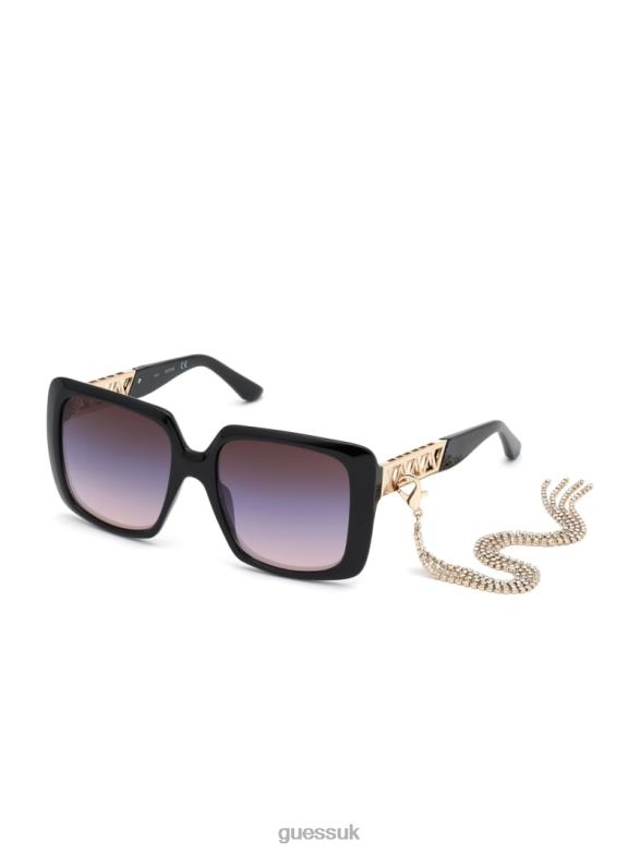GUESS Women Tassel Square Sunglasses Black Accessory V28V63705