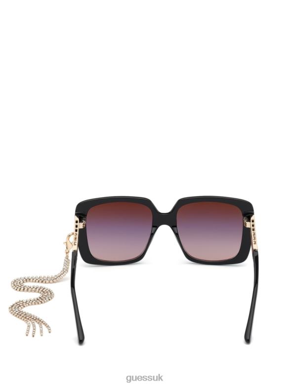 GUESS Women Tassel Square Sunglasses Black Accessory V28V63705