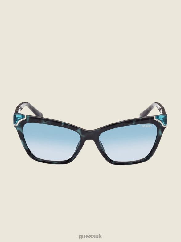 GUESS Women Tortoise Plastic Square Sunglasses Blue Tort Accessory V28V63750