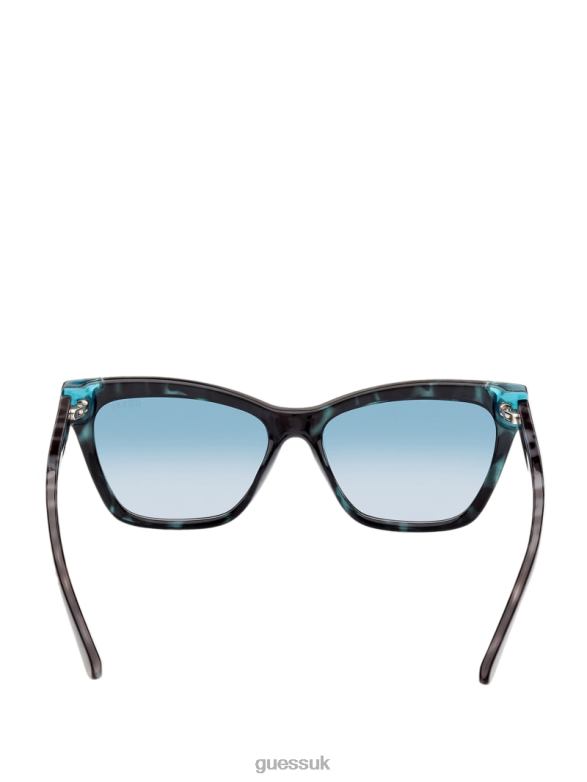 GUESS Women Tortoise Plastic Square Sunglasses Blue Tort Accessory V28V63750