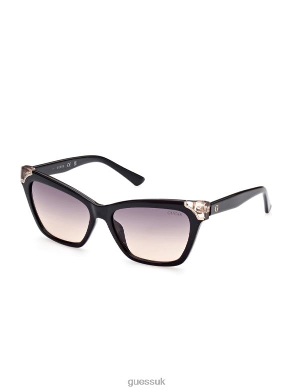 GUESS Women Tortoise Plastic Square Sunglasses Silver Accessory V28V63720