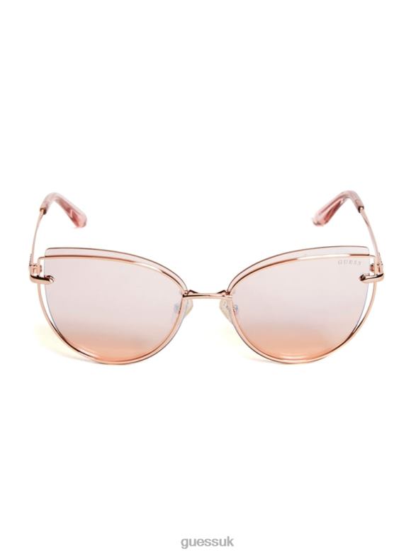 GUESS Women Wired Cat Eye Sunglasses Rose Gold Accessory V28V63761