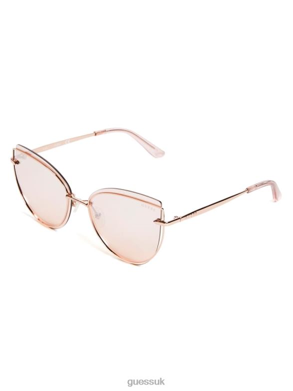 GUESS Women Wired Cat Eye Sunglasses Rose Gold Accessory V28V63761