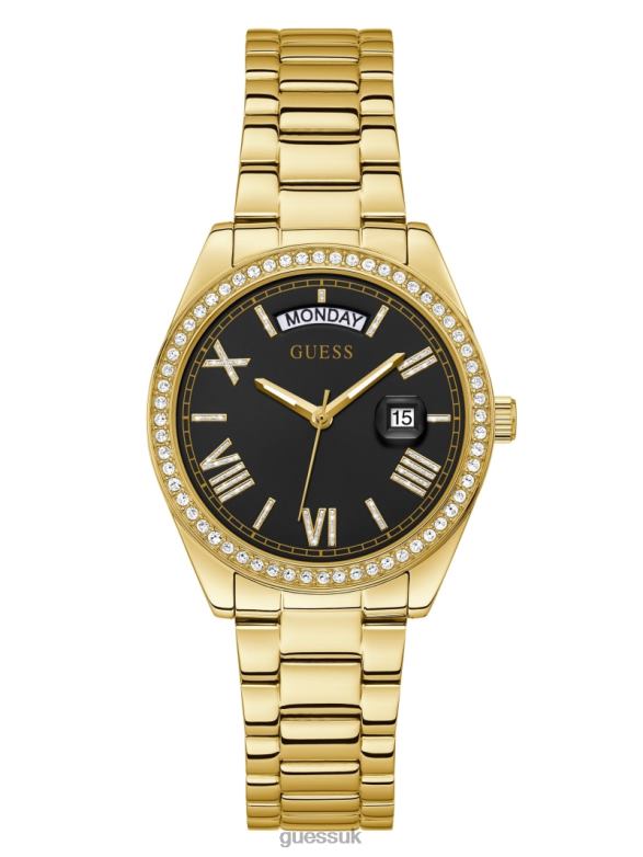 GUESS Women Analog Watch Gold-Tone and Black Accessory V28V63618
