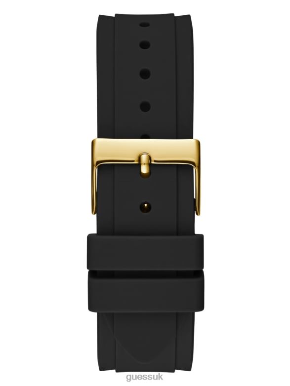 GUESS Women Clear Silicone Analog Watch Gold-Tone and Black Accessory V28V63600
