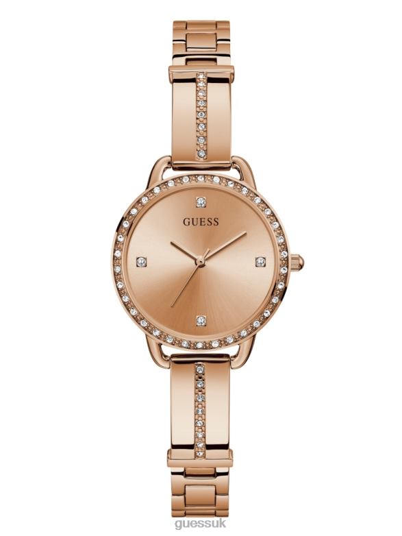 GUESS Women Crystal Analog Watch Rose Gold Accessory V28V63595