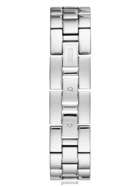 GUESS Women Crystal Bangle Analog Watch Silver Accessory V28V63555