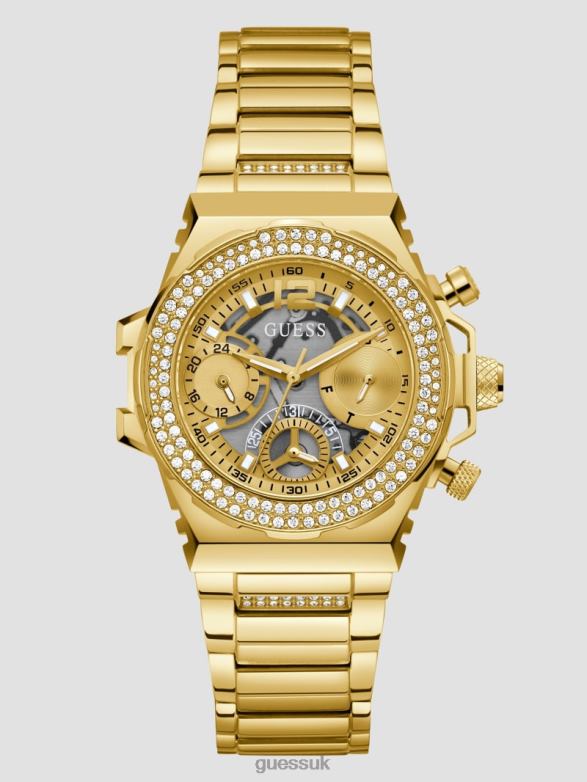 GUESS Women Crystal Cut-Through Multifunction Watch Gold Accessory V28V63611