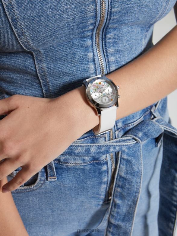 GUESS Women Crystal Multifunction Watch White Multi Accessory V28V63613