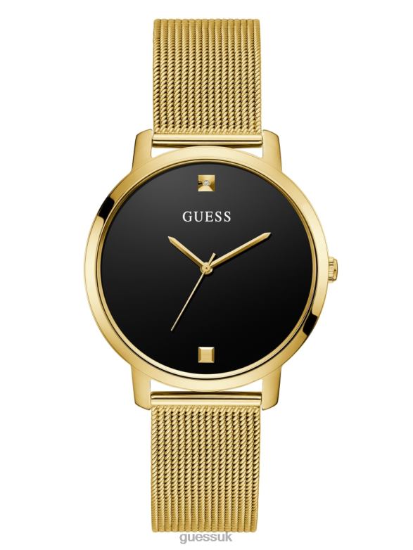 GUESS Women Diamond Analog Watch Gold-Tone and Black Accessory V28V63589