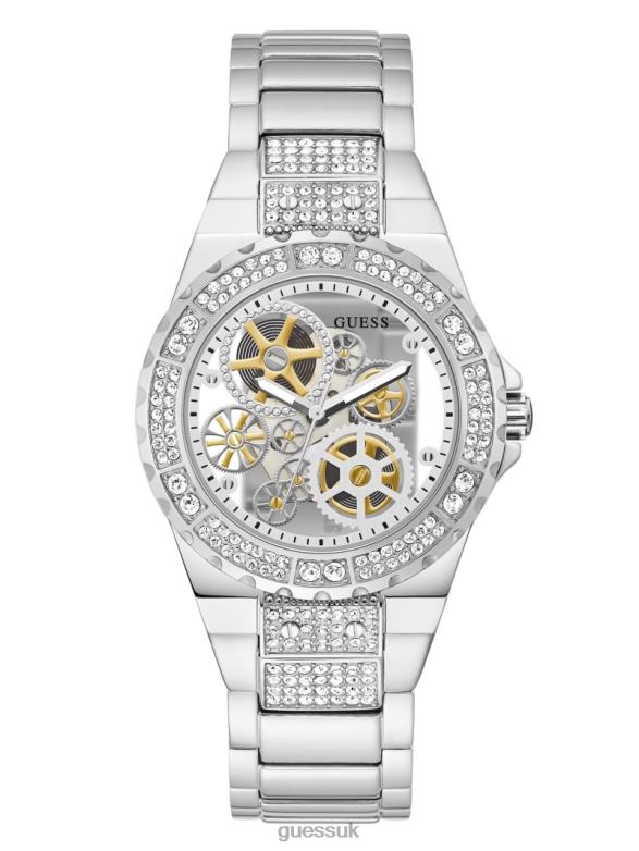 GUESS Women Exposed Dial Analog Watch Silver Accessory V28V63569