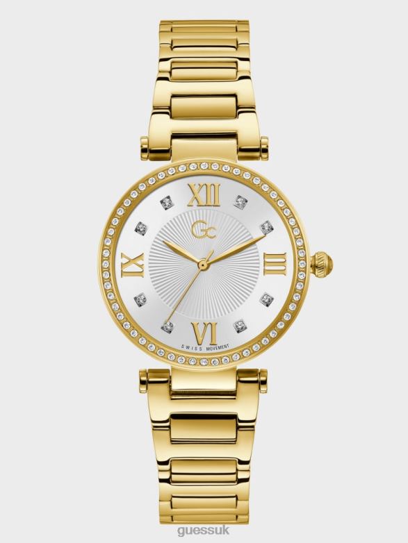 GUESS Women Gc Crystal Analog Watch Gold Accessory V28V63586