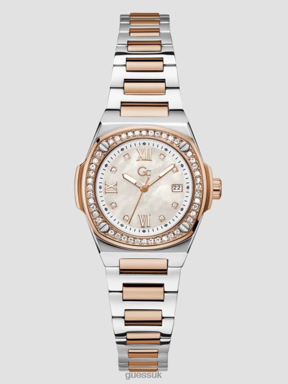GUESS Women Gc Mini Mother-of-Pearl Analog Watch Rose Gold Accessory V28V63575