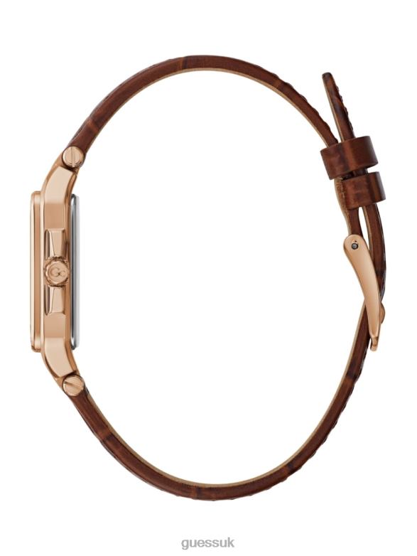 GUESS Women Gc Petite Leather Analog Watch Brown Accessory V28V63626