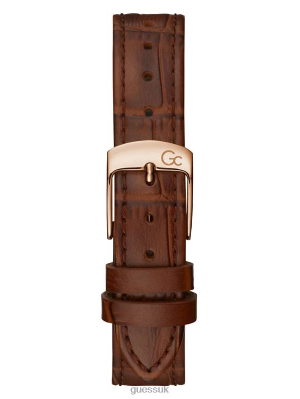 GUESS Women Gc Petite Leather Analog Watch Brown Accessory V28V63626