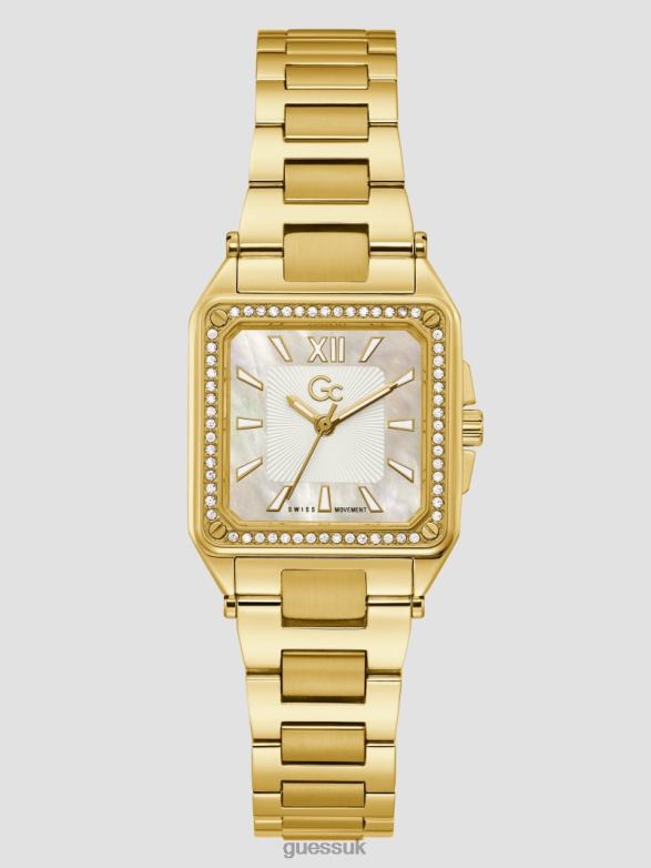 GUESS Women Gc Petite Square Analog Watch Gold Accessory V28V63583