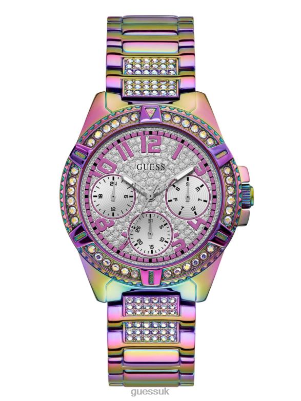 GUESS Women Iridescent Crystal Multifunction Watch Multi Accessory V28V63539