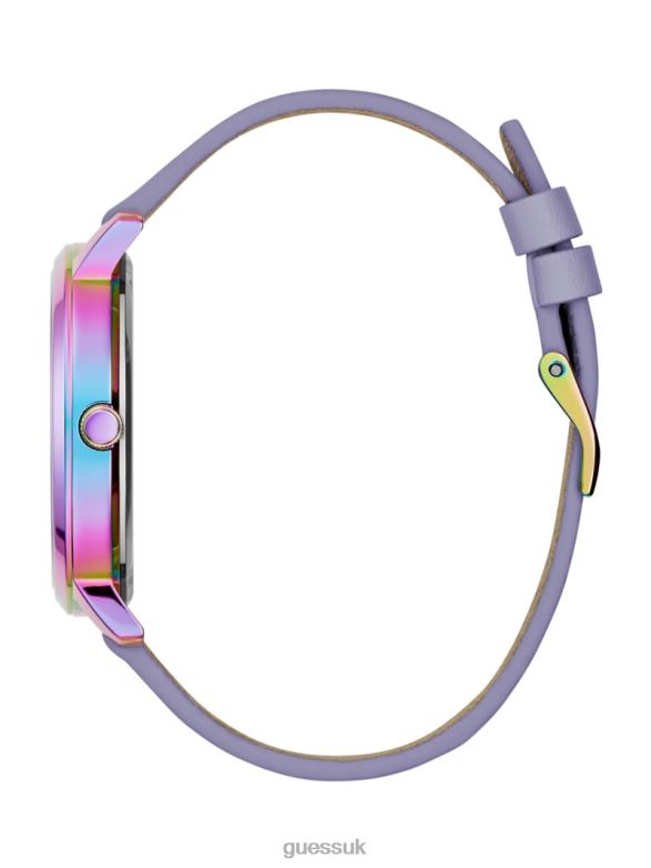 GUESS Women Iridescent Floral Cutout Analog Watch Purple Accessory V28V63568