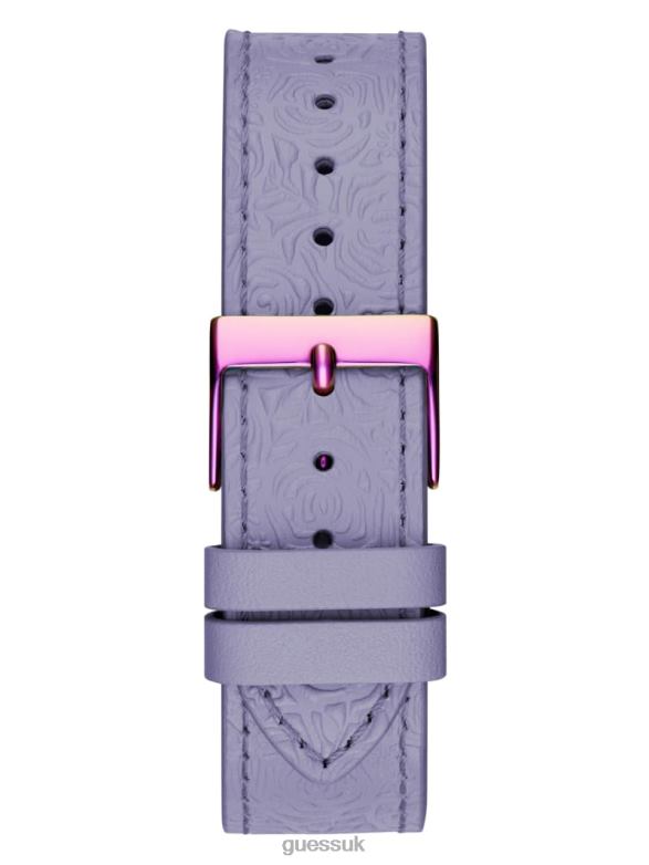GUESS Women Iridescent Floral Cutout Analog Watch Purple Accessory V28V63568