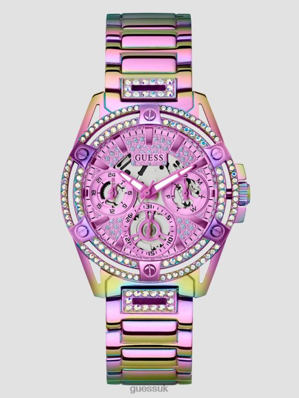 GUESS Women Iridescent Rhinestone Cut-Through Watch Wine Accessory V28V63547