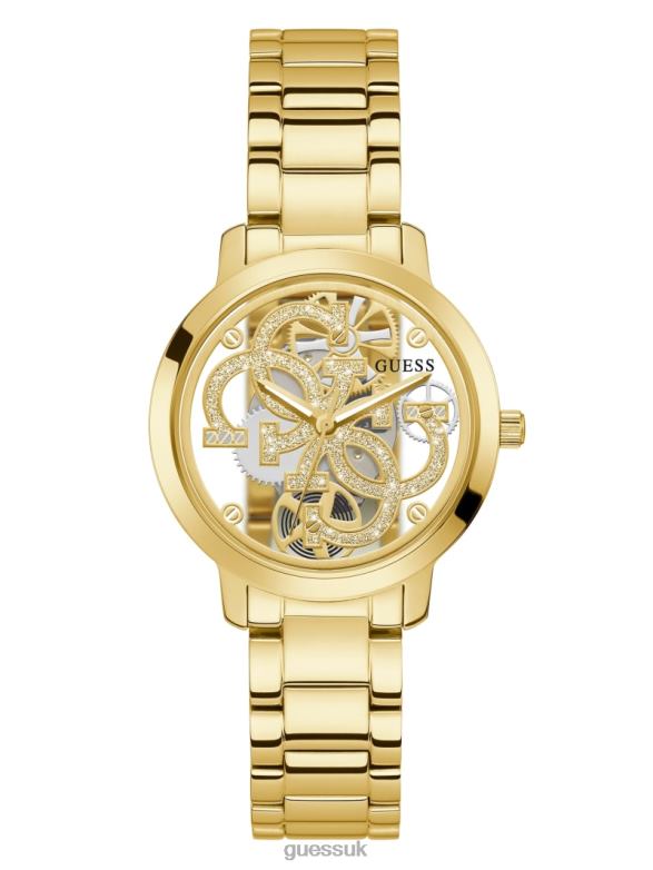 GUESS Women Quattro G Clear Analog Watch Gold Accessory V28V63616