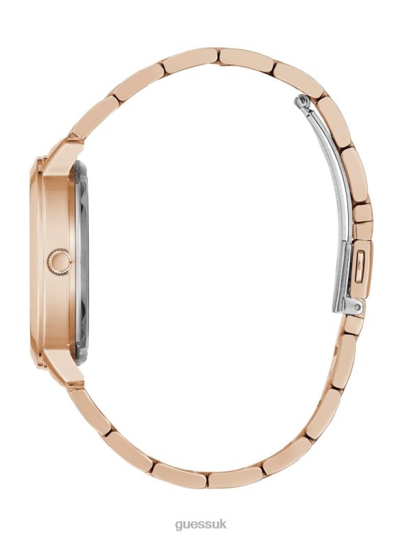 GUESS Women Quattro G Clear Analog Watch Rose Gold Accessory V28V63590
