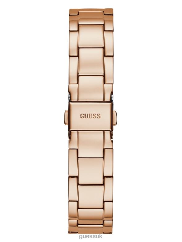 GUESS Women Quattro G Clear Analog Watch Rose Gold Accessory V28V63590