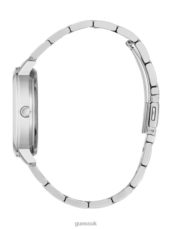 GUESS Women Quattro G Clear Analog Watch Silver Accessory V28V63545
