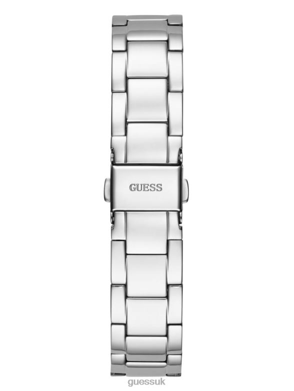 GUESS Women Quattro G Clear Analog Watch Silver Accessory V28V63545