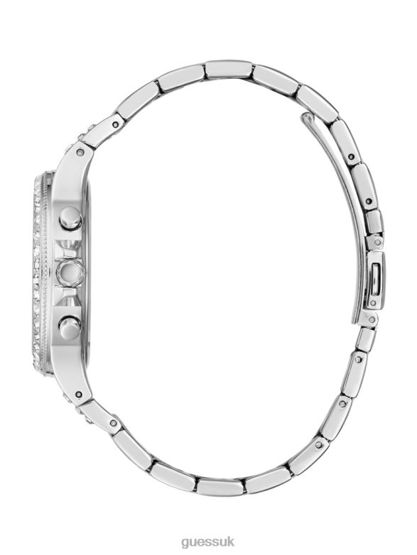 GUESS Women Rhinestone Multifunction Watch Silver Accessory V28V63570