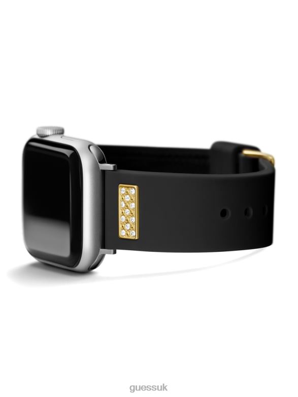 GUESS Women Rhinestone Silicone 38-40 mm Band for Apple Watch Black Snakeskin Accessory V28V63580