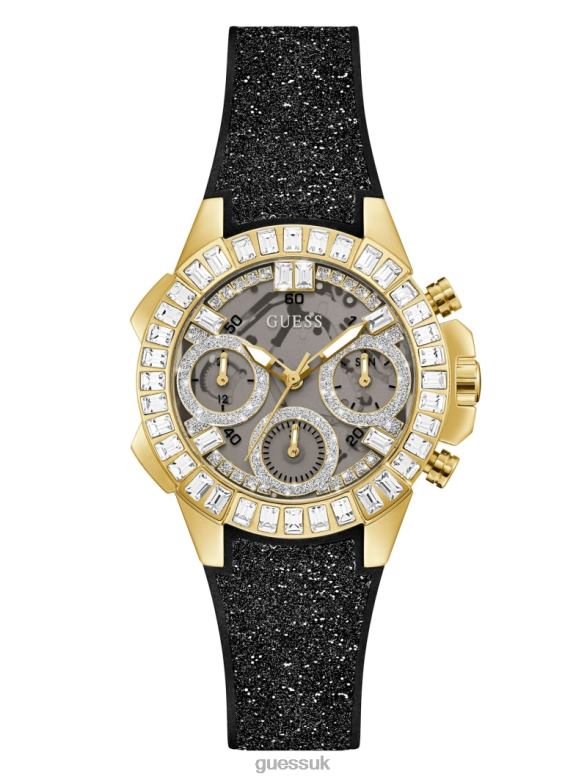 GUESS Women Shimmer Analog Watch Gold-Tone and Black Accessory V28V63642
