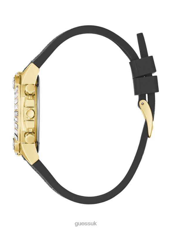 GUESS Women Shimmer Analog Watch Gold-Tone and Black Accessory V28V63642