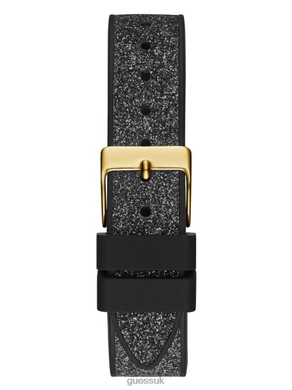 GUESS Women Shimmer Analog Watch Gold-Tone and Black Accessory V28V63642