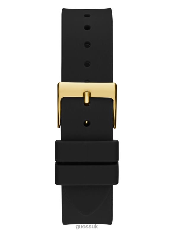 GUESS Women Silicone Multifunction Watch Gold-Tone and Black Accessory V28V63641
